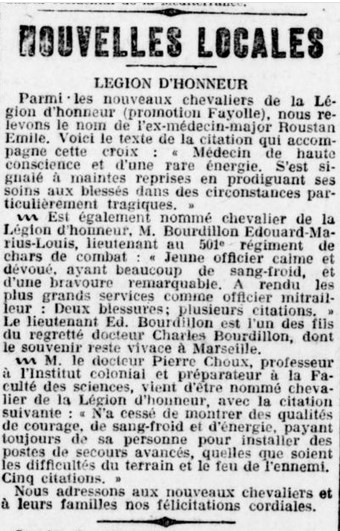 Lgion d'honneur d'Edouard Bourdillon